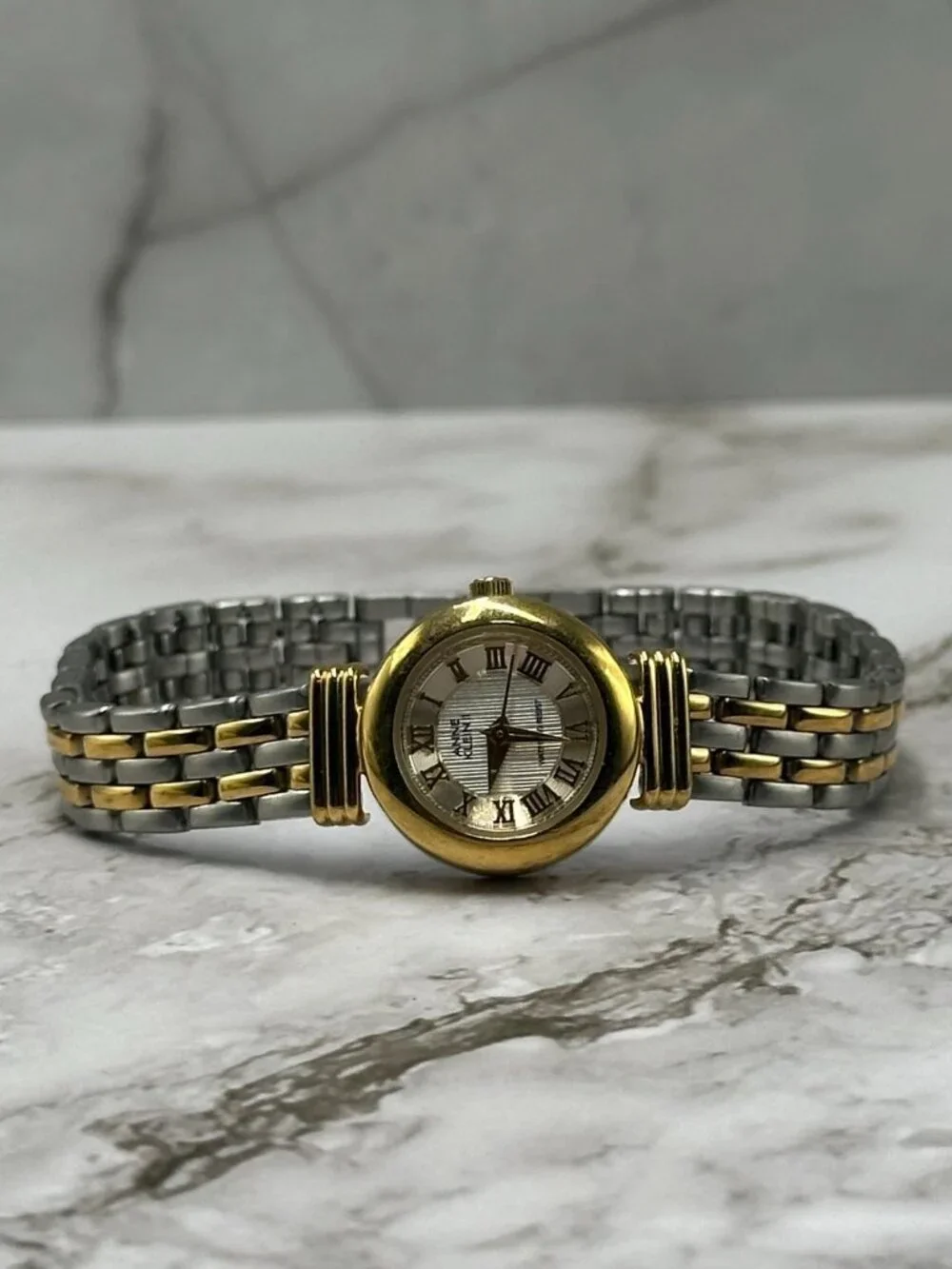 3/$30 Anne Klein Watch Women Silver Gold Two Tone Roman Numeral Dial Works 6.75